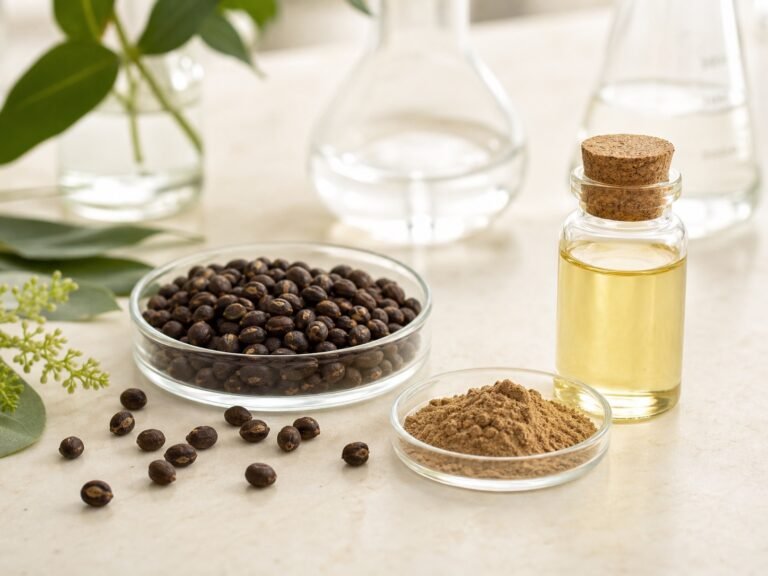 Bakuchiol extract with babchi seeds, botanical oil, and extract powder