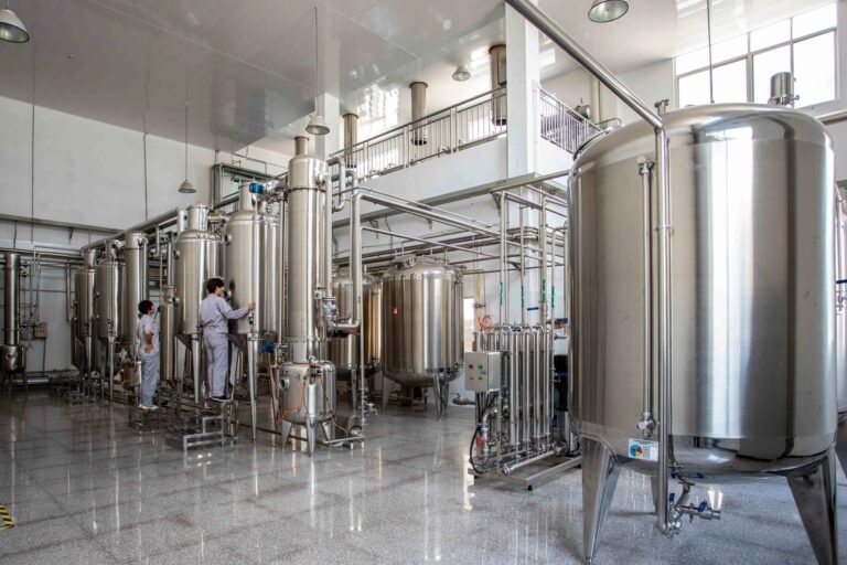 Botanical extract production tanks at a vetted manufacturing facility